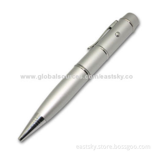 Laser Point Pen-shaped USB Drive, 64MB to 32GB Flash Memory, Warranty Free for 2 Years